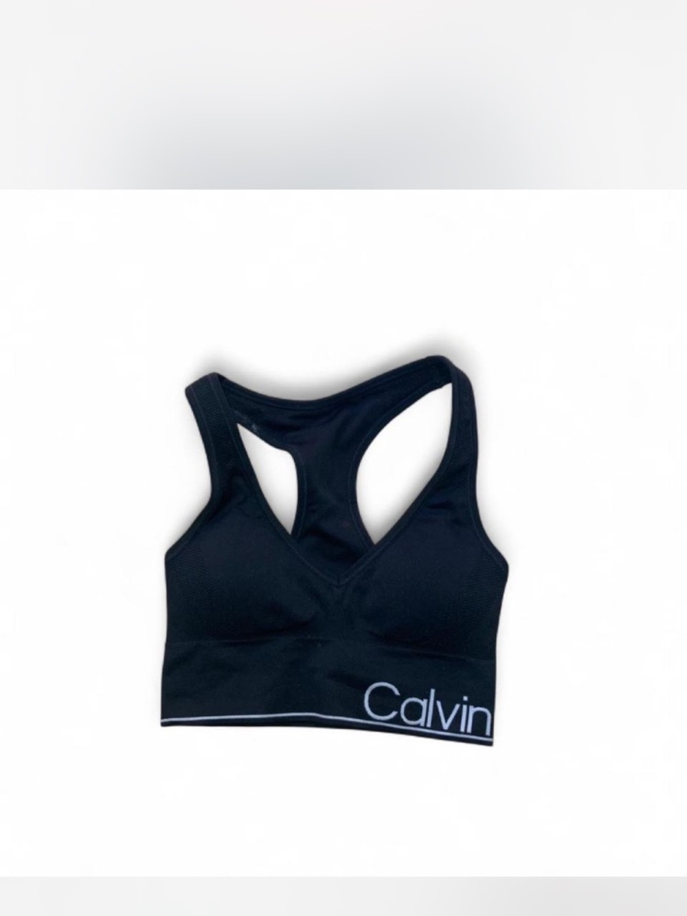 Calvin Klein Black V-Neck Racerback Sports Bra - Picture 4 of 5